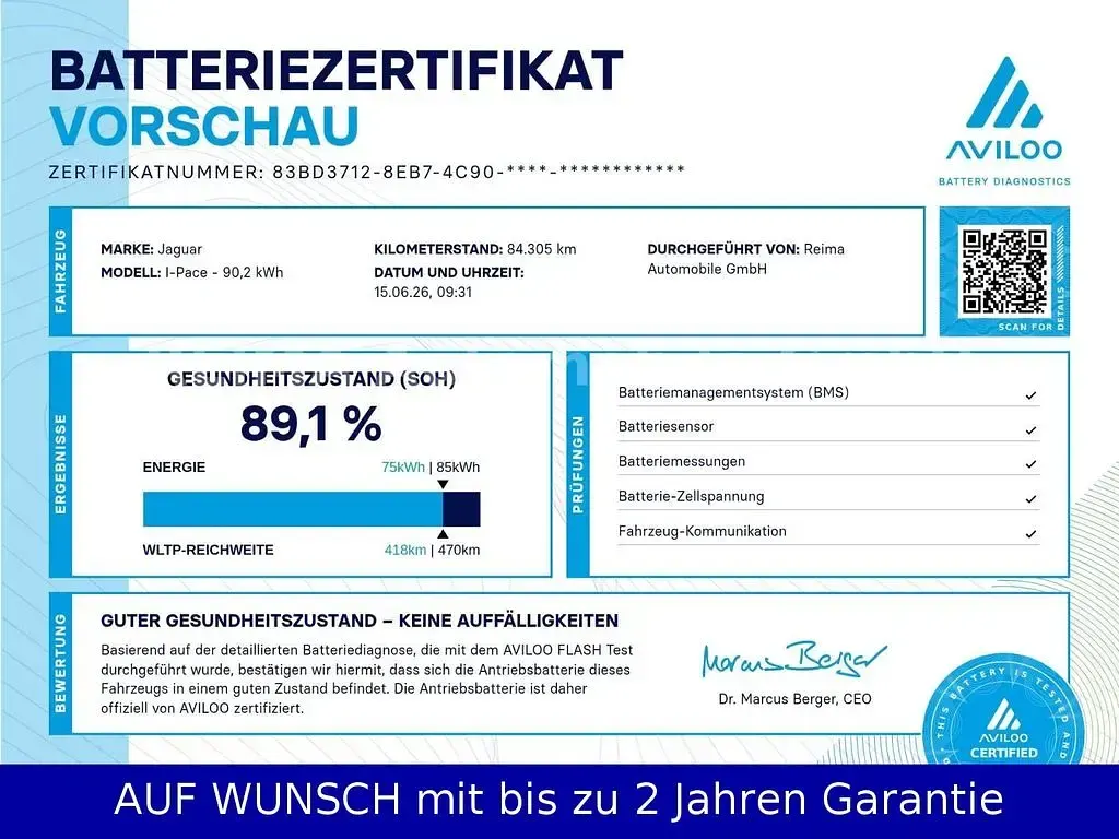 Gebraucht Jaguar I-Pace First Edition 294 kW (400 PS) 2018 Santorini black SUV