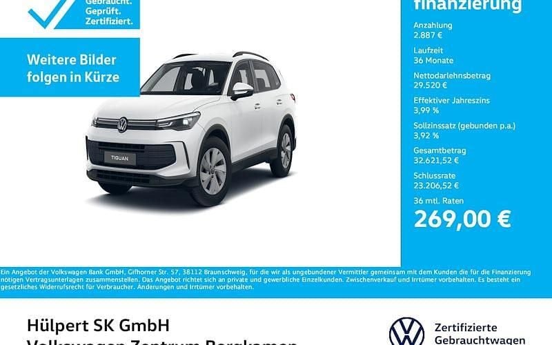 Oryxweiß perlmutteffekt Gebraucht 2024 VW Tiguan Basis SUV | 32.407 € (Guter Preis) - Bild 1/4
