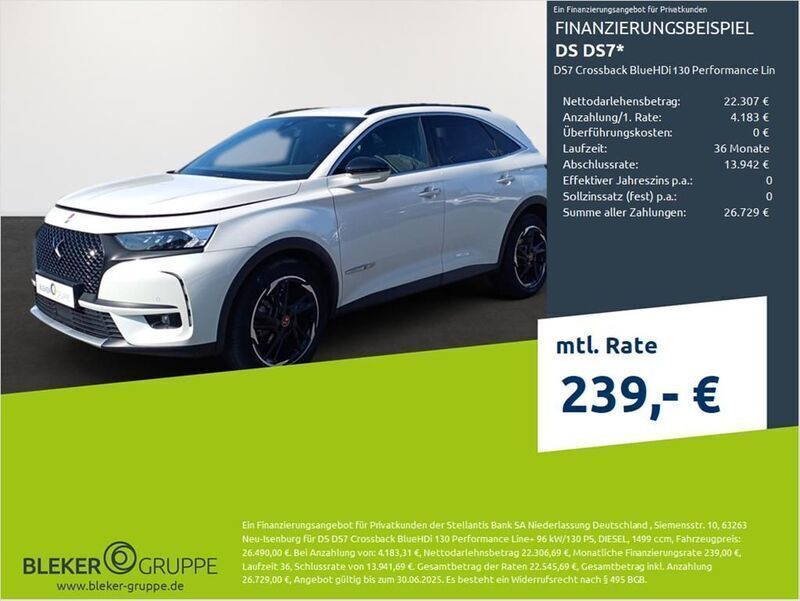 Perlmutt weiß Gebraucht 2022 DS Automobiles DS7 Crossback Performance Line Plus SUV | 26.490 € (Superpreis) - Bild 1/3
