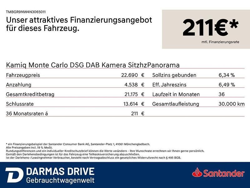 Weiß Gebraucht 2022 Skoda Kamiq Monte Carlo SUV | 22.690 € (Fairer Preis) - Bild 1/1