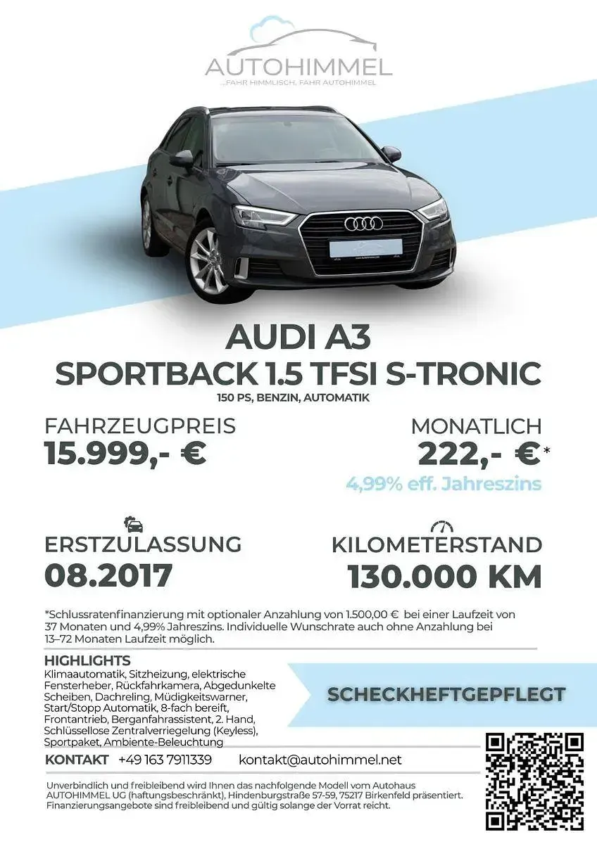 Gebraucht Audi A3 Sportback Ambiente 150 PS (110 kW) 2017 Grau Kleinwagen