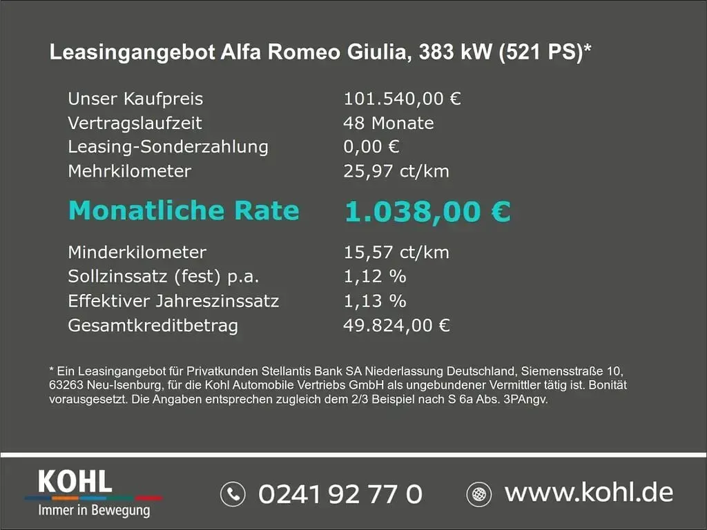 Neu Alfa Romeo Giulia Quadrifoglio 521 PS (383 kW) 2026 Schwarz Limousine