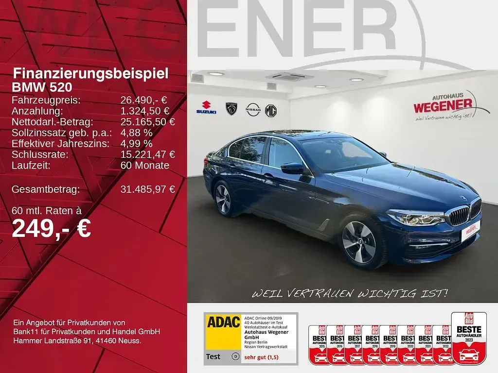 Gebraucht BMW 520 Luxury Line 190 PS (139 kW) 2019 Mediterranblau metallic Limousine