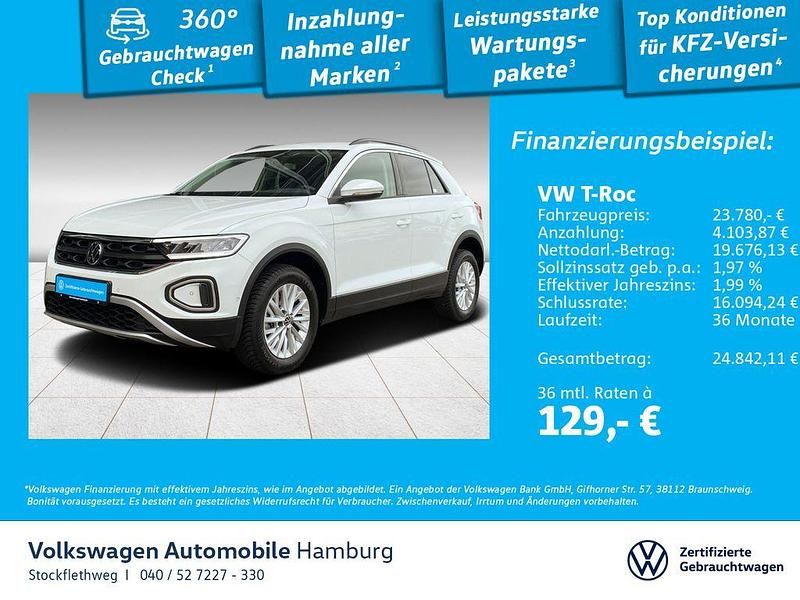 0q pure white Gebraucht 2024 VW T-Roc Life SUV | 23.780 € (Fairer Preis) - Bild 1/3