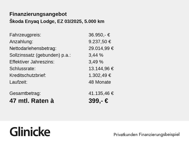 Graphitegrau metallic Gebraucht 2025 Skoda Enyaq iV Lodge SUV | 36.950 € (Superpreis) - Bild 1/2