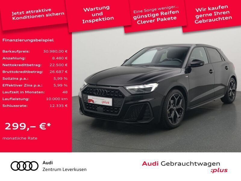 Mythosschwarz metallic Gebraucht 2024 Audi A1 Sportback S-Line Kleinwagen | 30.980 € (Fairer Preis) - Bild 1/4