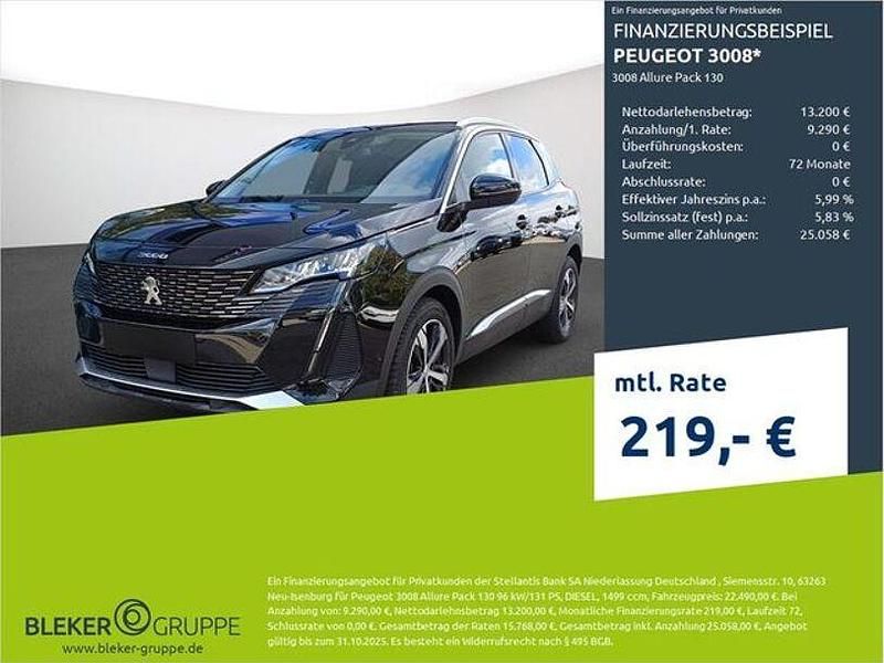 Lackierung schwarz perla nera/metallic klarlack Gebraucht 2021 Peugeot 3008 Allure Limousine | 20.880 € (Guter Preis) - Bild 1/3