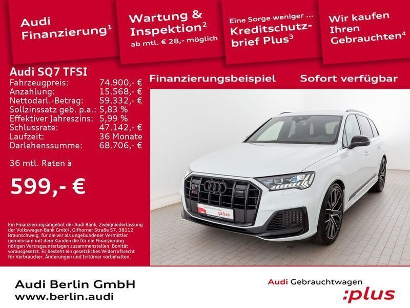 Gletscherweiß metallic Gebraucht 2021 Audi SQ7 Ambiente SUV | 78.900 € - Bild 1/3