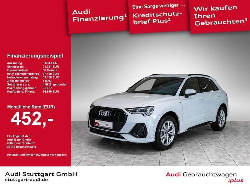 Gletscherweiß metallic Gebraucht 2023 Audi Q3 S-Line SUV | 36.840 € (Guter Preis) - Bild 1/2