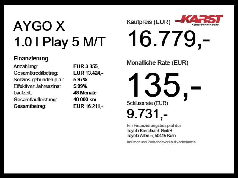 Neu Toyota Aygo X Play 72 PS (52 kW) 2026 Weiß SUV