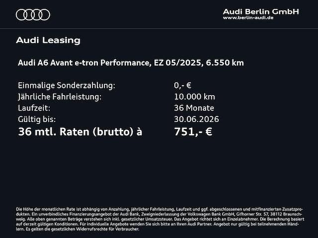 Brugt Audi A6 e-tron Performance 269 kW (367 HK) 2025 Grå Stationcar