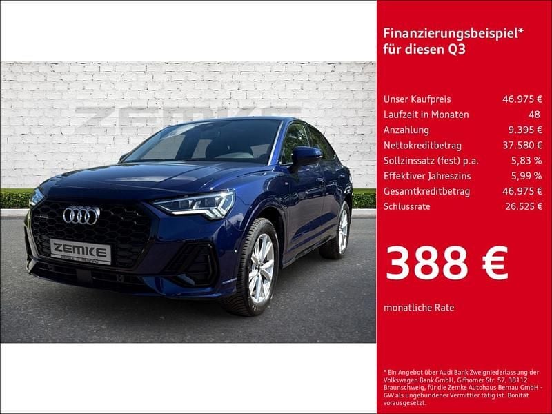 Blau Gebraucht 2023 Audi Q3 Sportback S-Line SUV | 43.775 € (Fairer Preis) - Bild 1/4