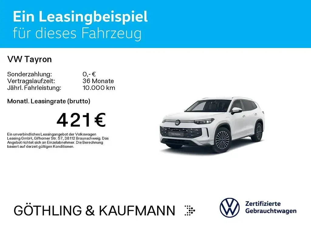 Gebraucht VW Tayron Elegance 204 PS (150 kW) 2025 Oryxweiß perlmutteffekt SUV