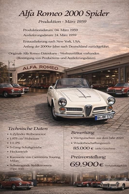 Gebraucht Alfa Romeo 2000 111 PS (81 kW) 1959 Cabrio