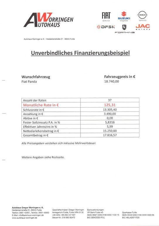 Neu Fiat Panda 69 PS (50 kW) 2025 Schwarz Limousine