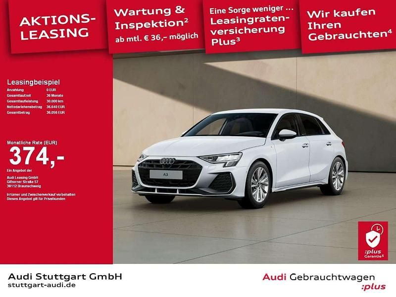 Gletscherweiß metallic Gebraucht 2025 Audi A3 Sportback S-Line Limousine | 36.640 € (Guter Preis) - Bild 1/2