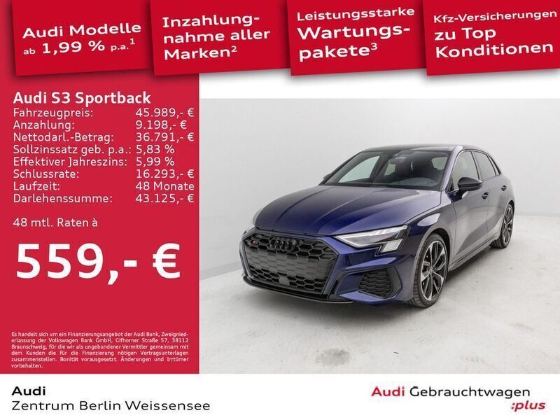 Navarrablau metallic Gebraucht 2024 Audi S3 Ambiente Limousine | 46.889 € (Etwas zu teuer) - Bild 1/4