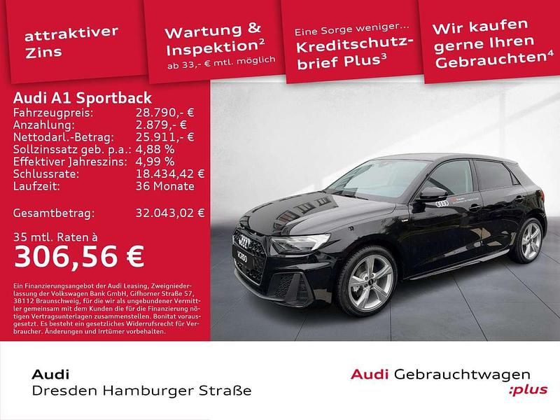 Mythosschwarz metallic Neu 2025 Audi A1 S-Line Kleinwagen | 28.790 € (Fairer Preis) - Bild 1/3