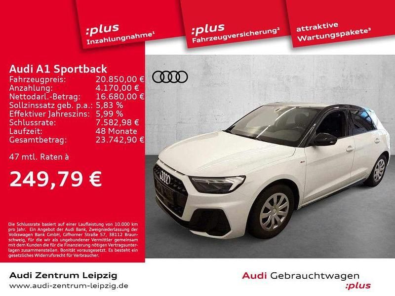 Gletscherweiß metallic Gebraucht 2020 Audi A1 Sportback S-Line Kleinwagen | 20.850 € (Etwas zu teuer) - Bild 1/3