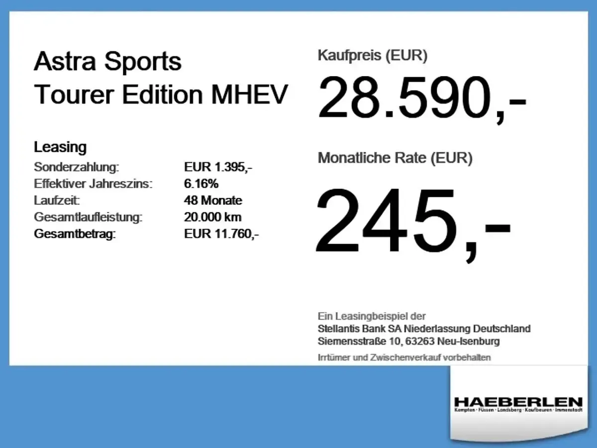 Nowe Opel Astra Edition 145 KM (106 kW) 2026 Czarny Kombi