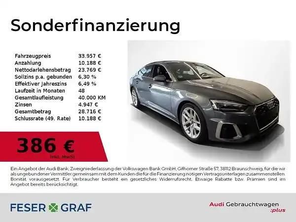 Daytonagrau perleffekt Gebraucht 2021 Audi A5 Sportback S-Line Limousine | 33.957 € (Fairer Preis) - Bild 1/2