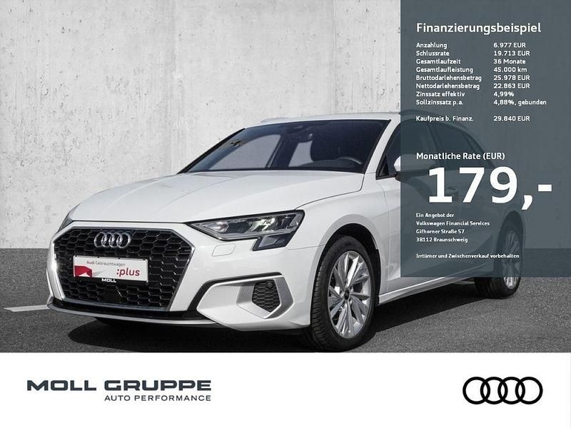 Weiß Gebraucht 2024 Audi A3 Sportback Advanced Plus Limousine | 29.840 € (Fairer Preis) - Bild 1/3