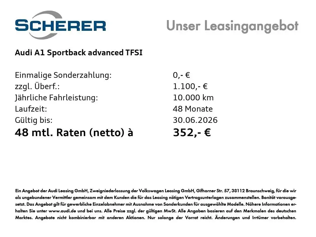 Neu Audi A1 Sportback Advanced Plus 150 PS (110 kW) 2026 Grau Kleinwagen
