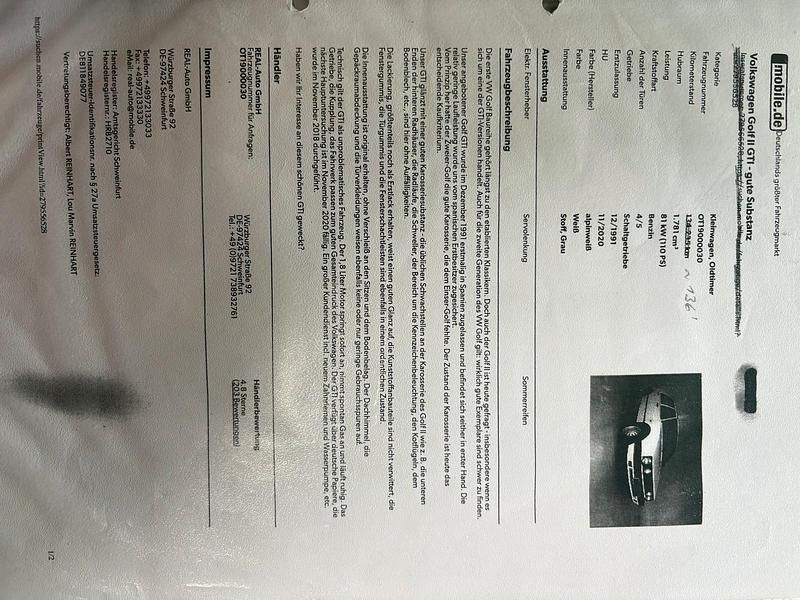 Gebraucht VW Golf II GTI 110 PS (80 kW) 1990 Weiß Kleinwagen