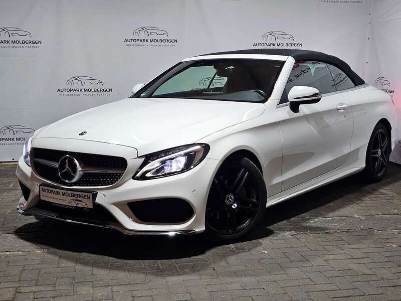 Polarweiss unilack Gebraucht 2018 Mercedes C180 AMG line Cabrio | 25.290 € (Fairer Preis) - Bild 1/4