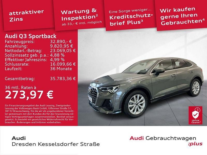 Chronosgrau metallic Gebraucht 2024 Audi Q3 Sportback Basis SUV | 32.890 € (Superpreis) - Bild 1/4