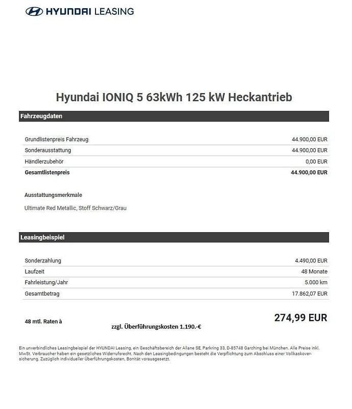 Neu Hyundai Ioniq 125 kW (170 PS) 2025 Rot Kleinwagen