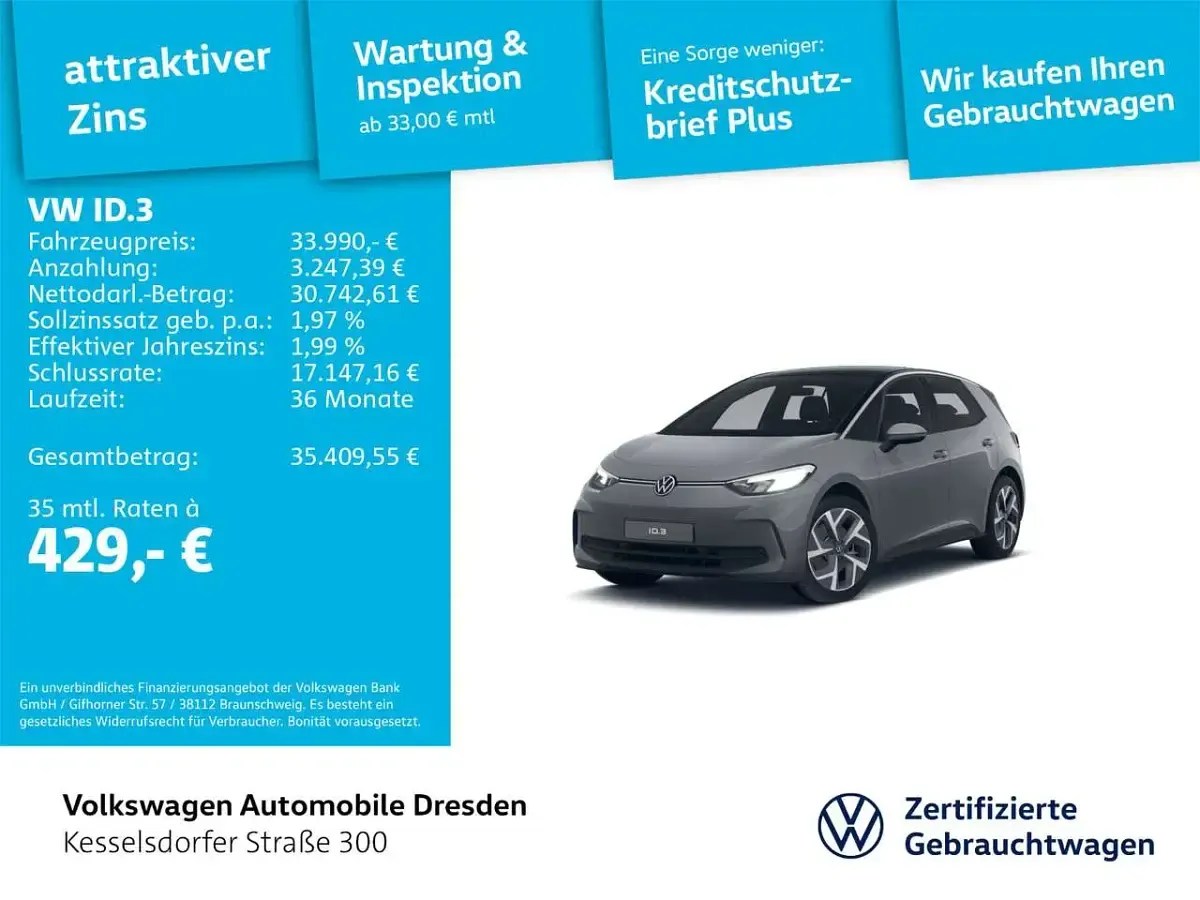 Gebraucht VW ID.3 Pro 169 kW (231 PS) 2025 Mondsteingrau/schwarz Kleinwagen