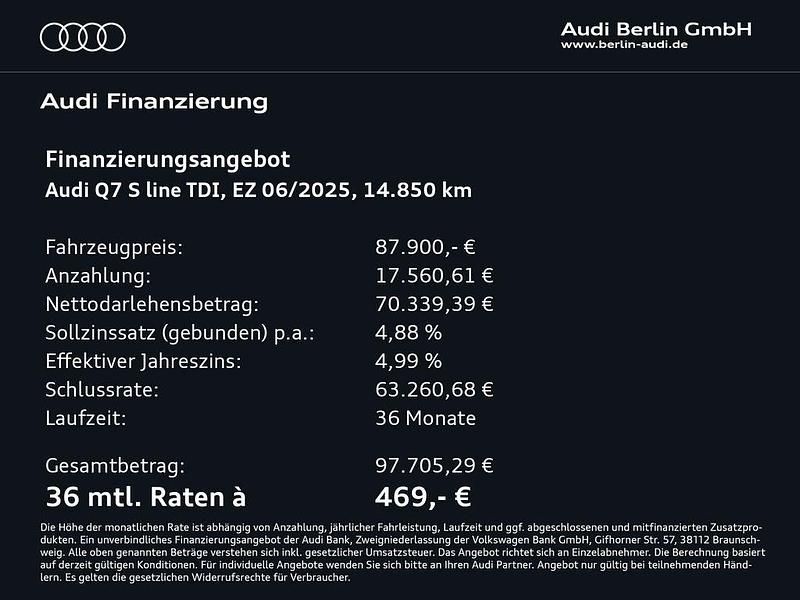 Gebraucht Audi Q7 S-Line 286 PS (210 kW) 2025 Gletscherweiß metallic SUV
