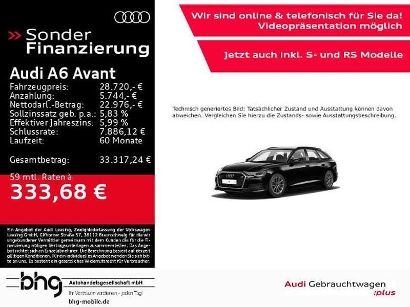 Schwarz Gebraucht 2022 Audi A6 Basis Kombi | 28.720 € (Superpreis) - Bild 1/4
