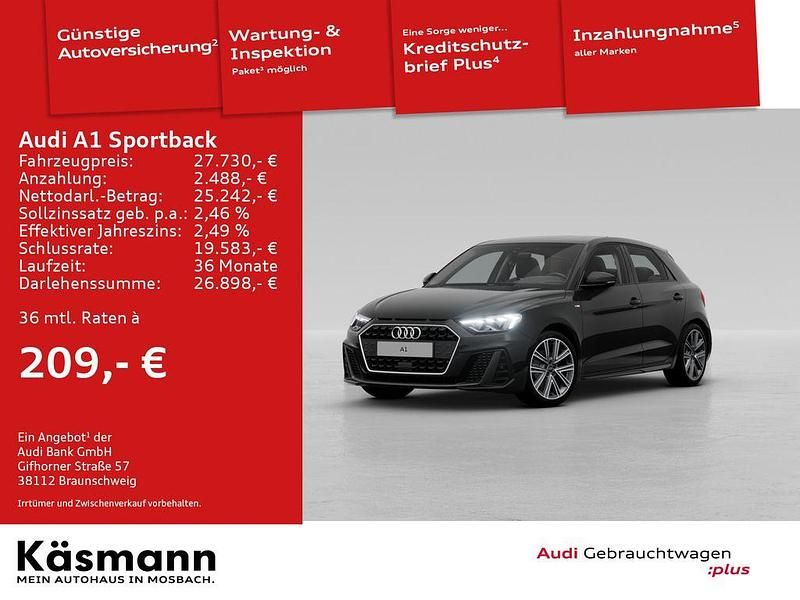 Mythosschwarz metallic Gebraucht 2024 Audi A1 Sportback S-Line Kleinwagen | 27.730 € (Etwas zu teuer) - Bild 1/4