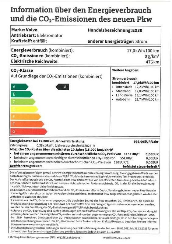 Gebraucht Volvo EX30 Plus 200 kW (272 PS) 2024 Gelb SUV