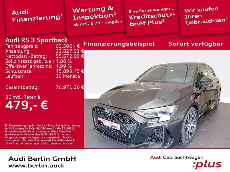 Mythosschwarz metallic Gebraucht 2025 Audi RS3 Limousine | 69.500 € (Etwas zu teuer) - Bild 1/3