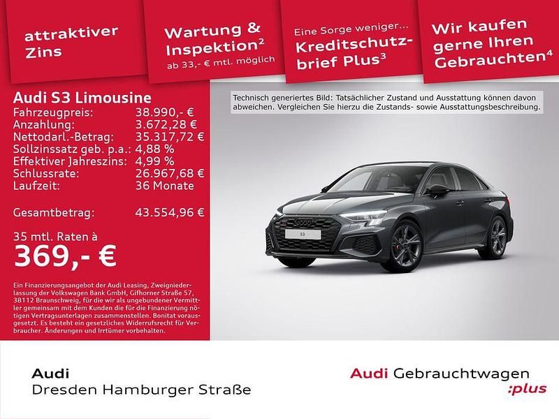 Daytonagrau perleffekt Gebraucht 2022 Audi S3 Ambiente Limousine | 38.990 € (Fairer Preis) - Bild 1/3
