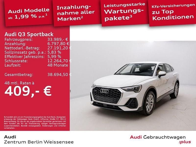 Ibisweiß Gebraucht 2022 Audi Q3 Sportback Performance SUV | 33.989 € (Guter Preis) - Bild 1/4