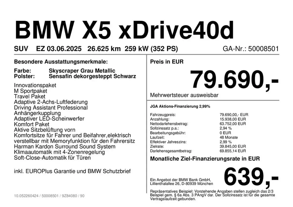 Gebraucht BMW X5 352 PS (258 kW) 2025 Skyscraper grau metallic SUV