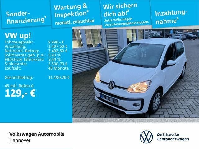 Weiß Gebraucht 2020 VW up! move up! Kleinwagen | 9.990 € (Fairer Preis) - Bild 1/3