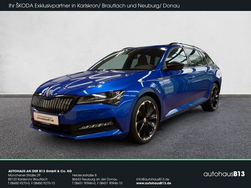 Raceblaumetallic Gebraucht 2020 Skoda Superb SportLine Kombi | 25.950 € (Guter Preis) - Bild 1/4