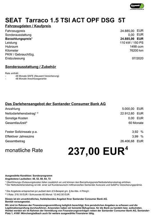 Gebraucht Seat Tarraco XCELLENCE 150 PS (110 kW) 2020 Schwarz SUV