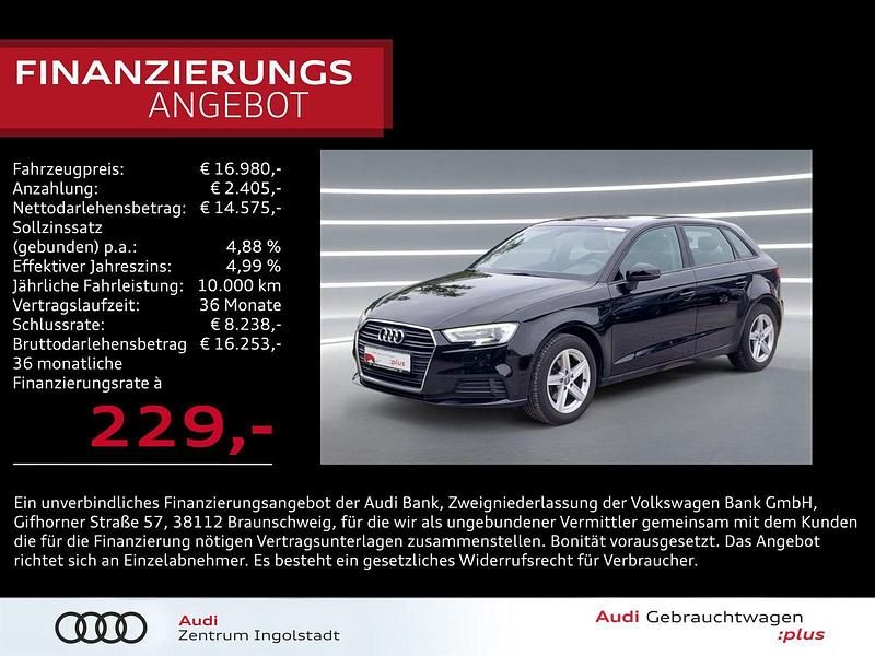 Schwarz Gebraucht 2020 Audi A3 Sportback g-tron Comfort Limousine | 16.980 € (Fairer Preis) - Bild 1/3