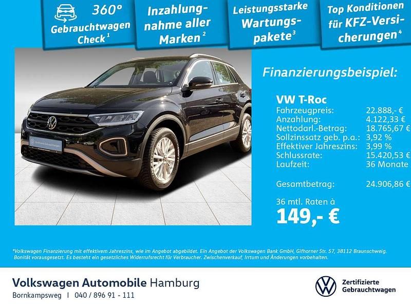 2t deep black perleffekt Gebraucht 2024 VW T-Roc Life SUV | 22.888 € (Fairer Preis) - Bild 1/3