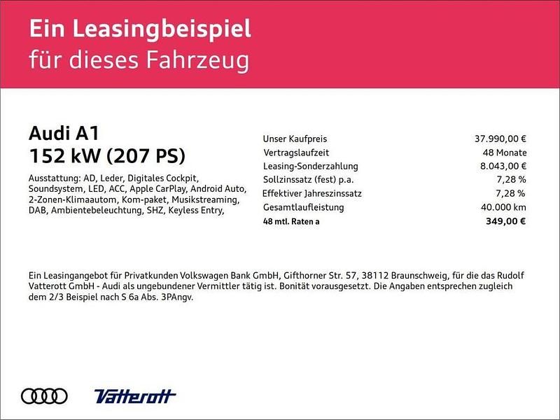 Neu Audi A1 Sportback S-line plus 207 PS (152 kW) 2025 Rot Kleinwagen