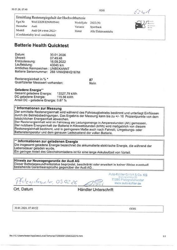 Gebraucht Audi Q4 Sportback e-tron Ambiente 219 kW (299 PS) 2022 Kieselgrau SUV