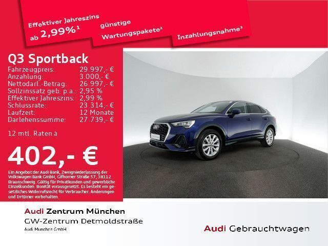 Navarrablau metallic Gebraucht 2022 Audi Q3 Sportback Sport SUV | 30.385 € (Fairer Preis) - Bild 1/2