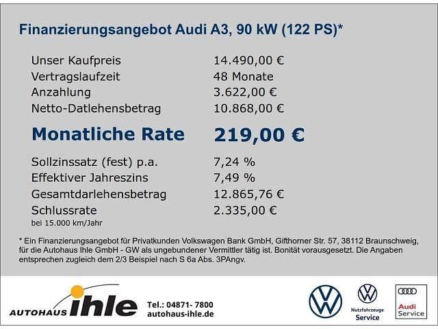 Gebraucht Audi A3 Attraction 122 PS (89 kW) 2014 Schwarz Limousine