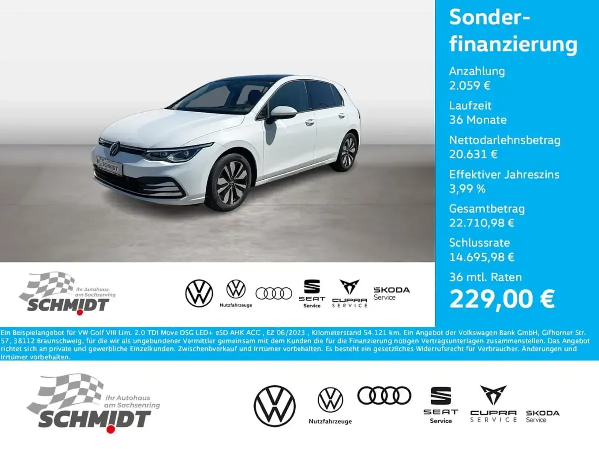 Gebraucht VW Golf VIII Move 150 PS (110 kW) 2023 Weiß Limousine